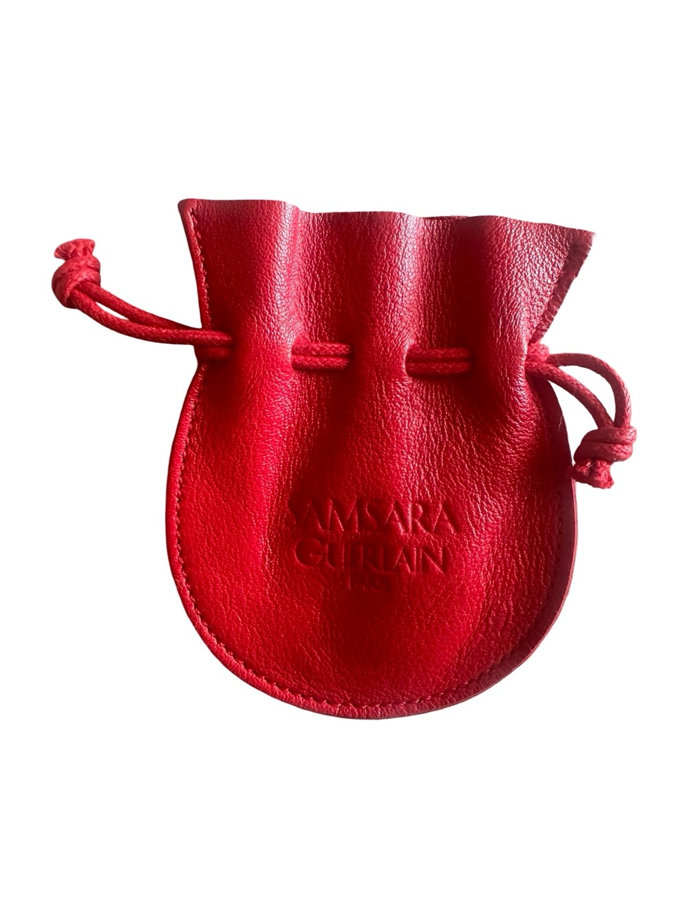 Red Leather Drawstring Pouch